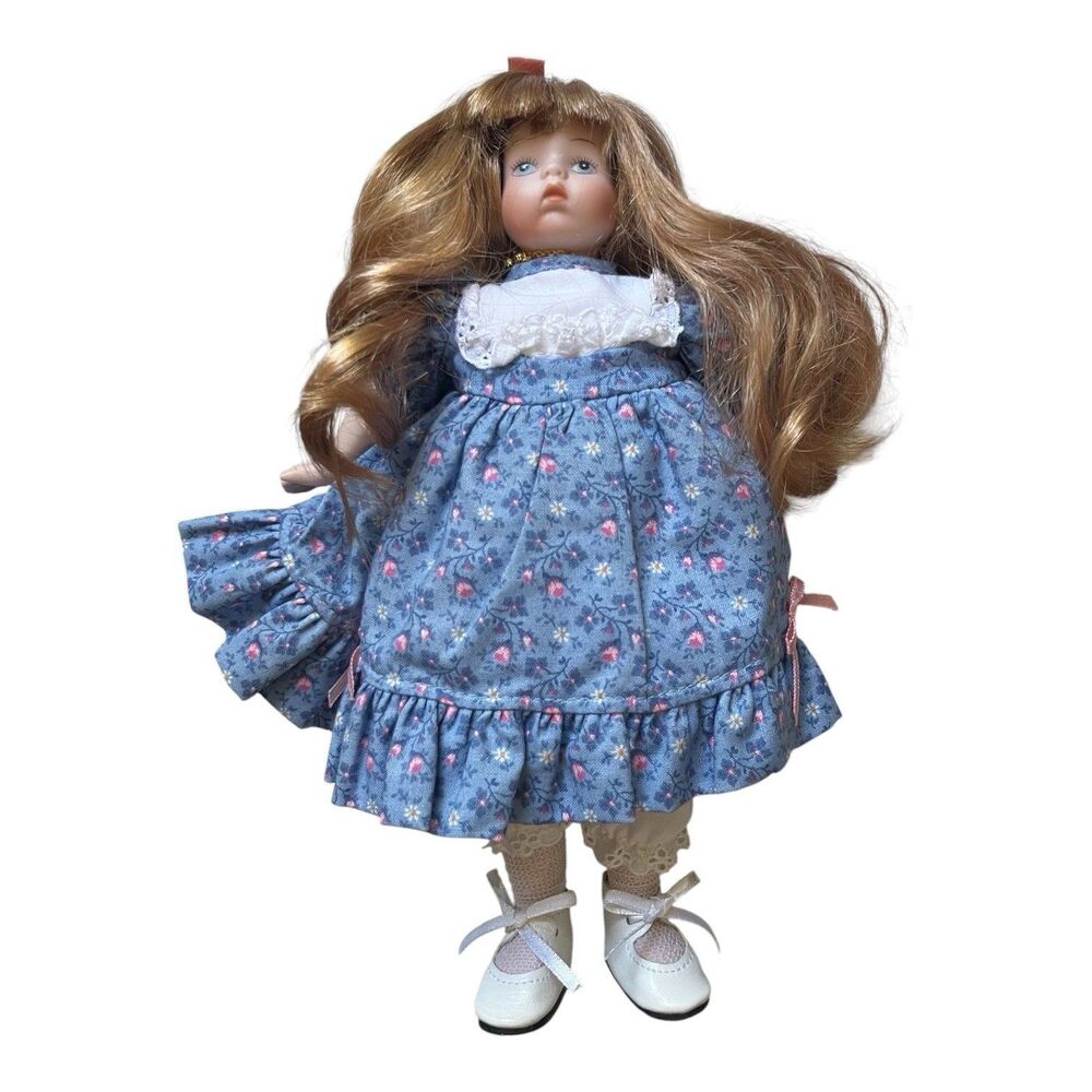 Vintage Goebel Carol Anne Doll Bette Ball Porcelain Aquamarine Box Papers 9.5"